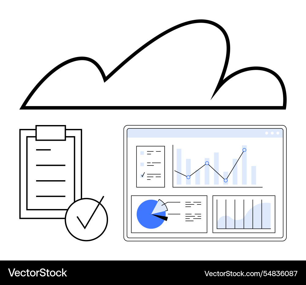 Cloud data management with analytics dashboard Vector Image