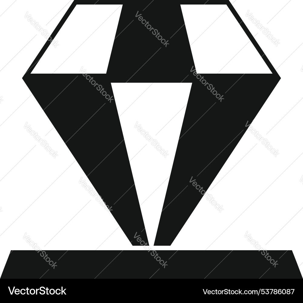 Diamond casting its shadow icon representing Vector Image