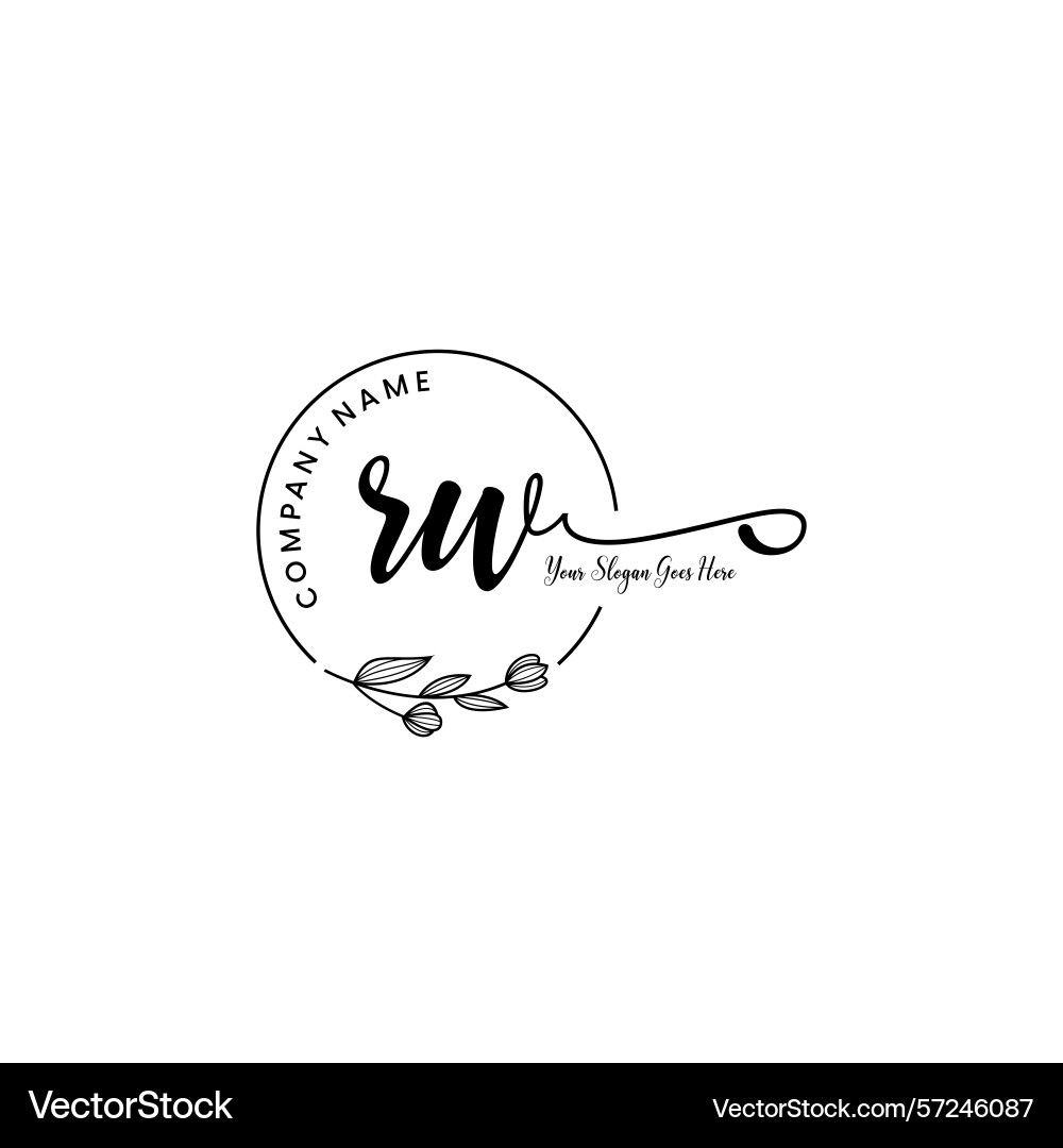 Elegant rw initial logo design with botanical Vector Image