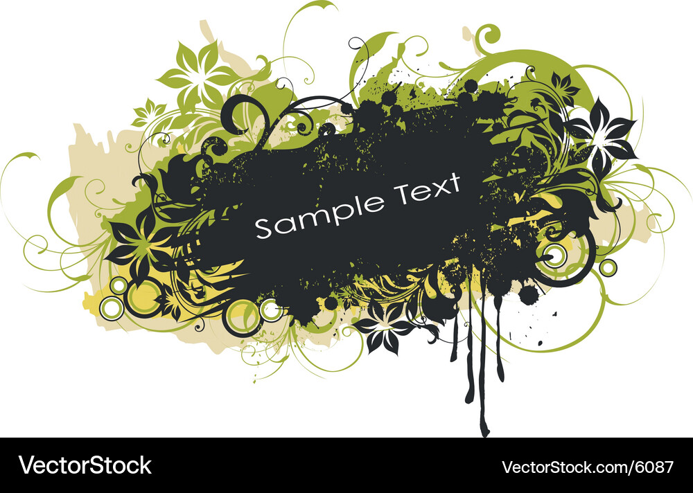 Floral Grunge Banner with Drips Vector Image