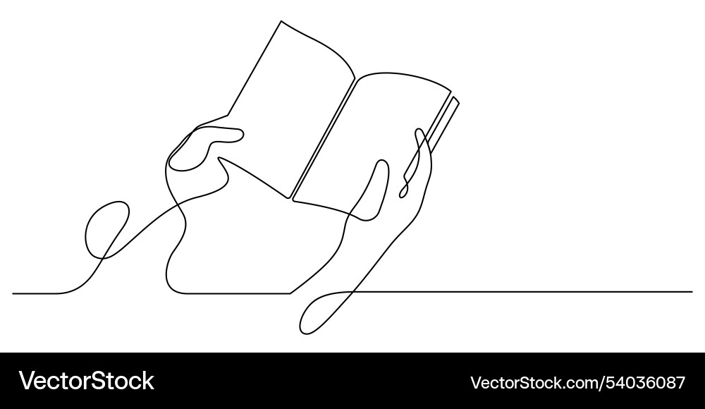 Handhaltebuch lesen eine Zeile Zeichnung Handhaltebuch lesen eine Zeile Zeichnung vektorbild