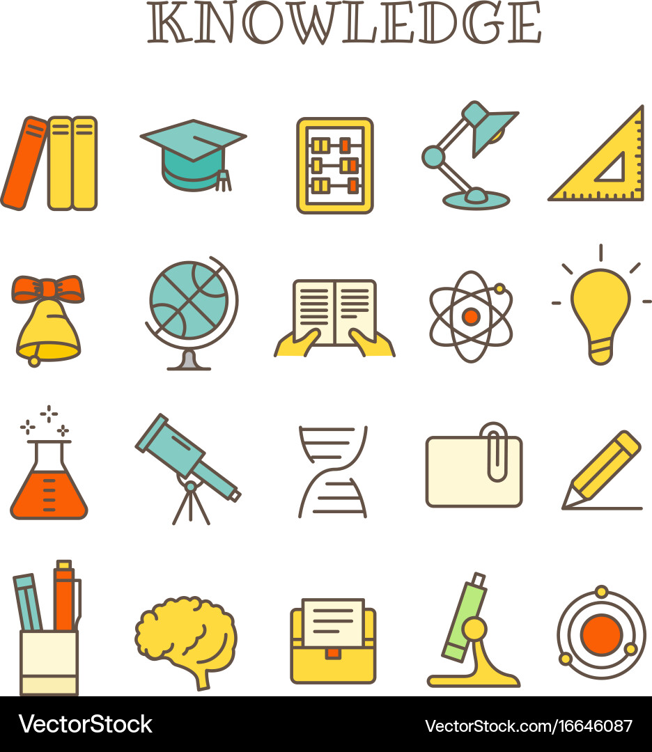 Knowledge Thin Line Icons Set vector image