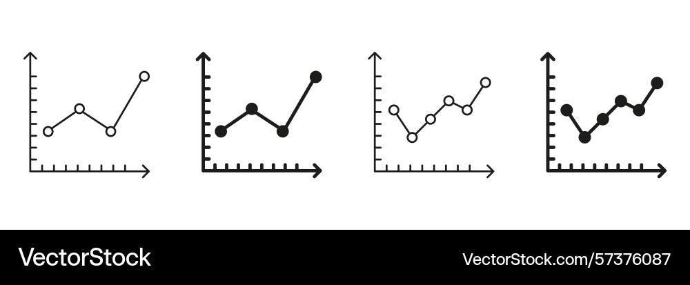 Line graph chart and solid icon set data vector image