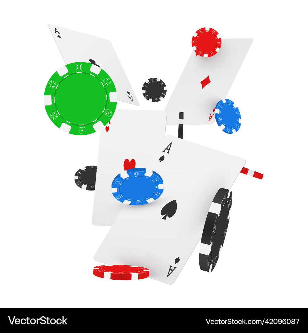 Realistic falling playing cards and multicolored Vector Image