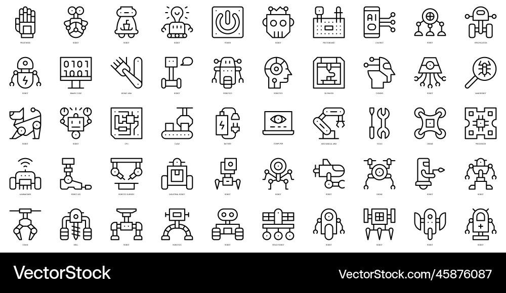 Set of thin line robotics icons Set of thin line robotics icons vector image