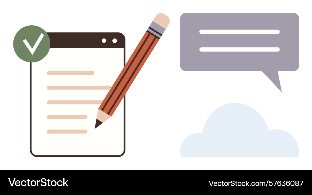 Task completion with checklist pencil chat vector image