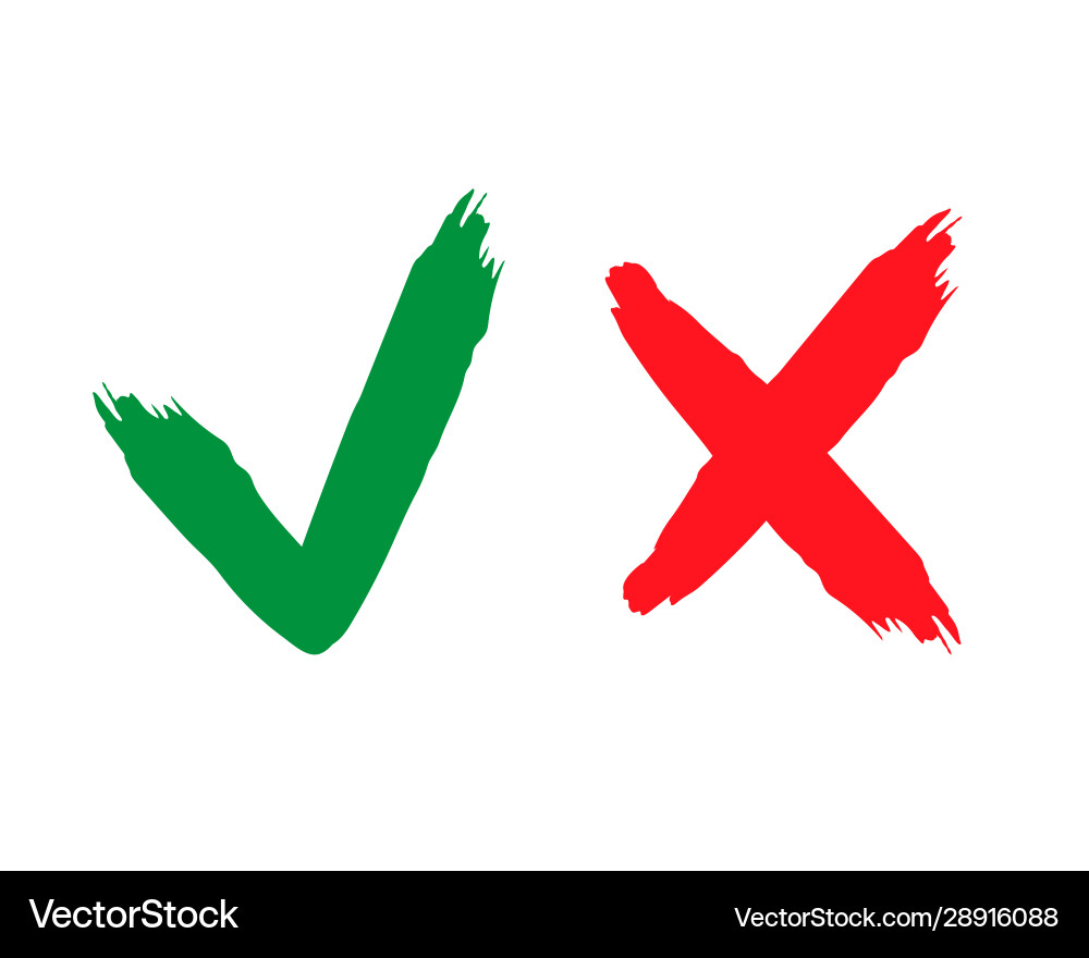 Check and wrong icons set marks tick Check and wrong icons set marks tick vector image