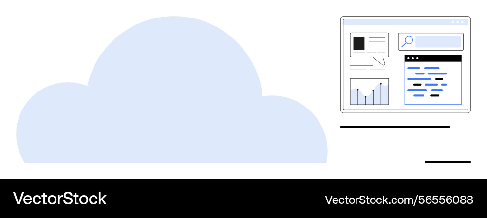 Cloud storage with web dashboard displaying charts Cloud storage with web dashboard displaying charts vector image