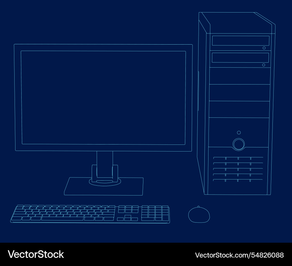 Computer contour technology icon front view Computer contour technology icon front view vector image