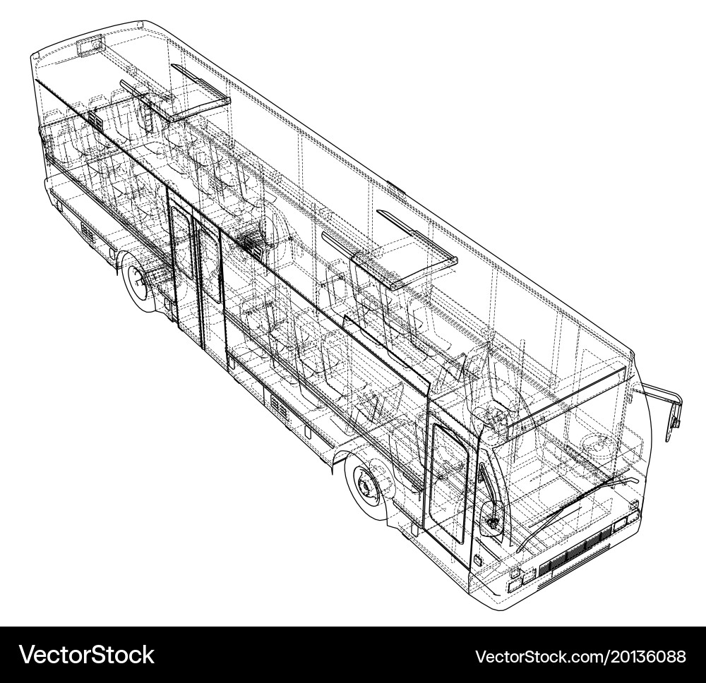 Concept city bus rendering of 3d Vector Image