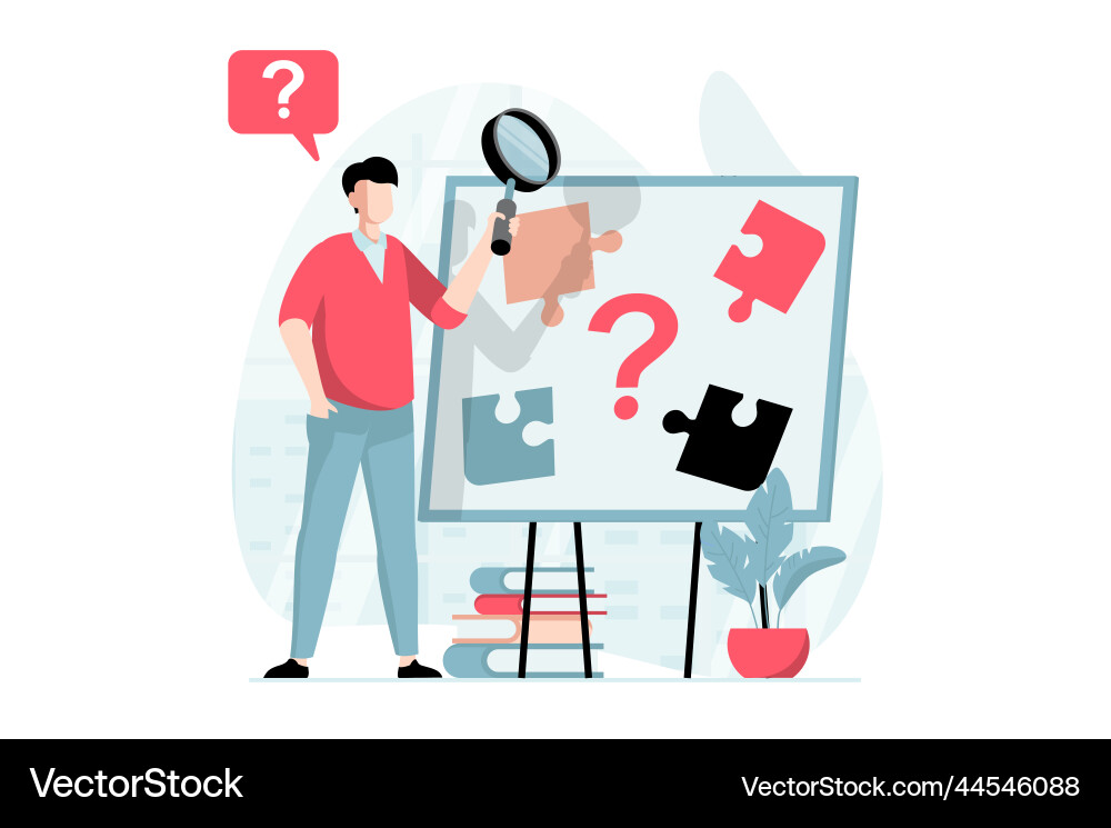 Finding solution concept with people scene in flat Vector Image