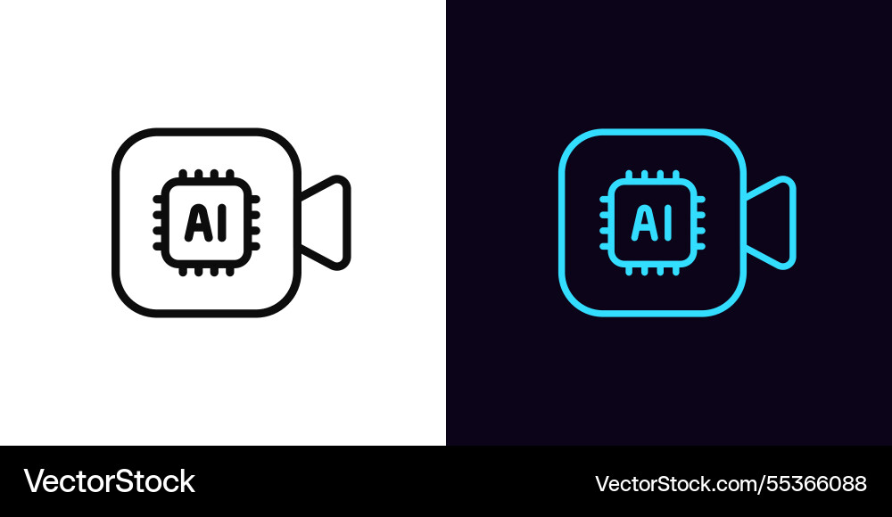 Outline ai camera icon with editable stroke Outline ai camera icon with editable stroke vector image