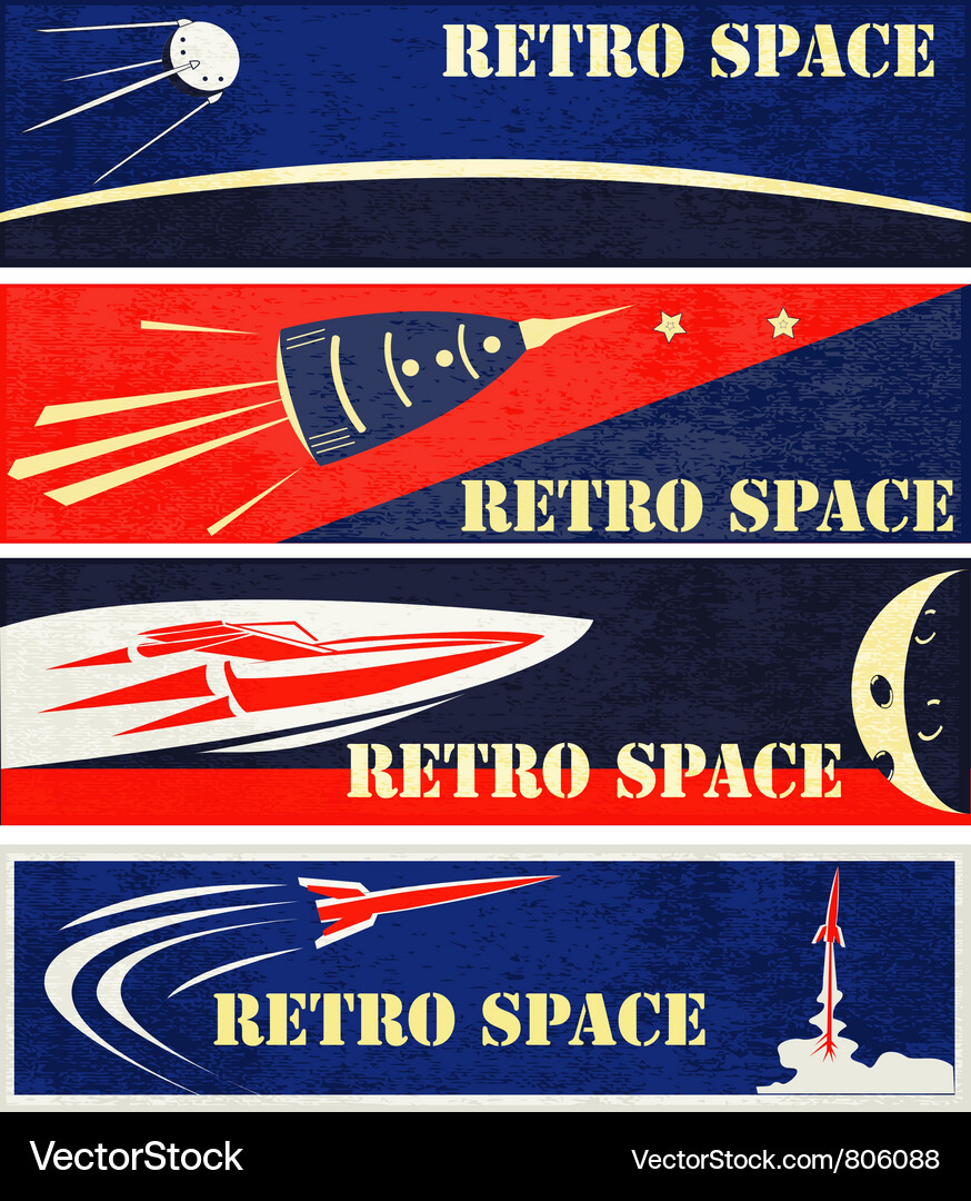 Retro Space Banner Vektorbild