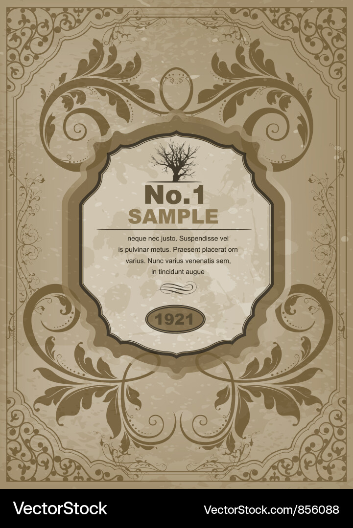 Rustic Grunge Floral Label Royalty Free Vector Image