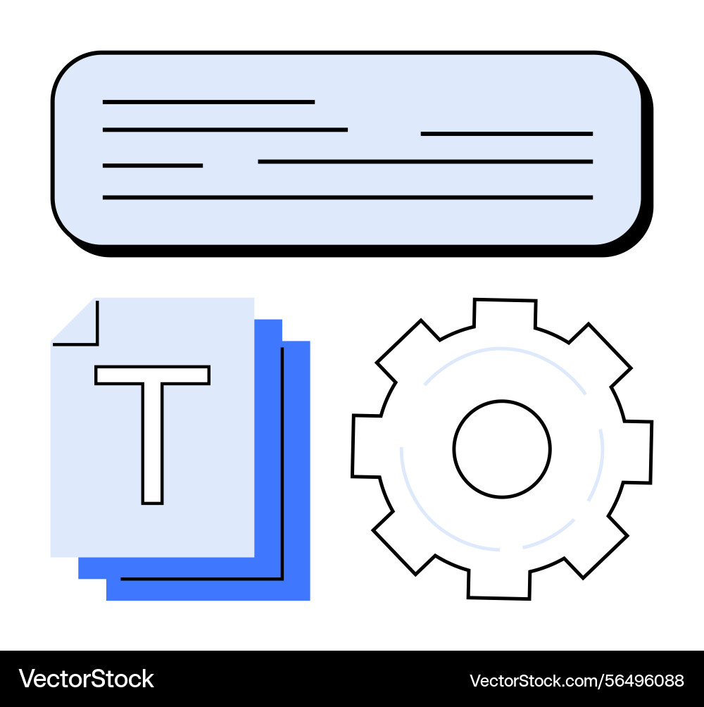 Text editing and document settings with gear icon vector image