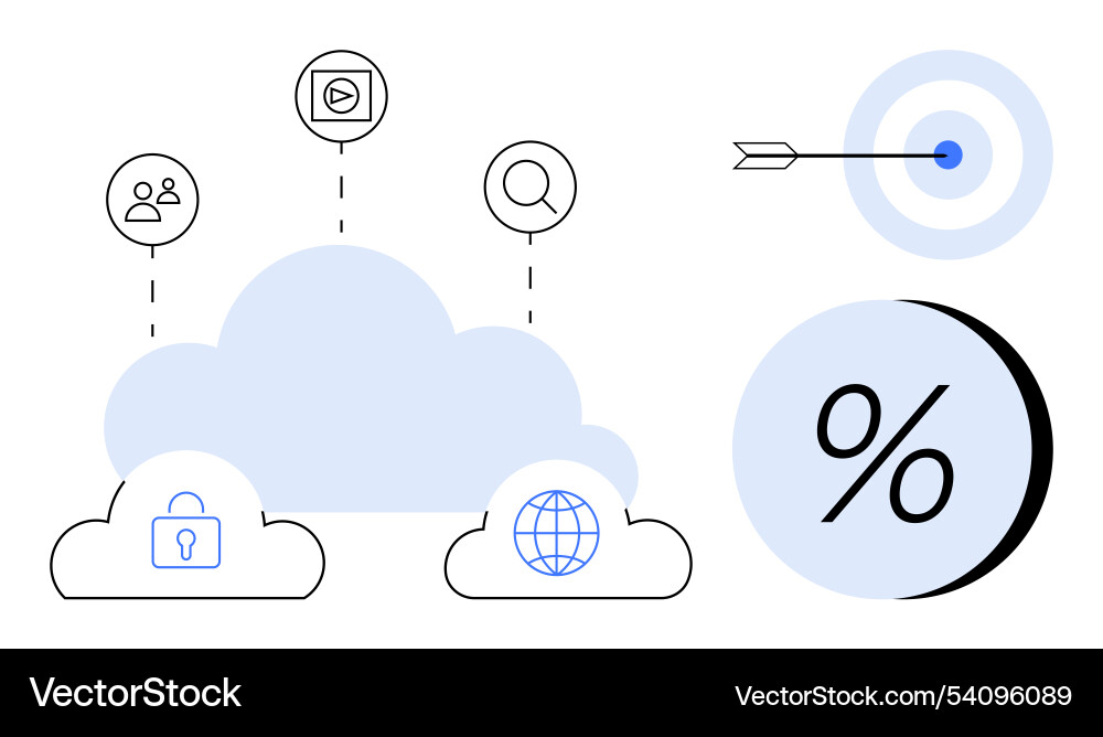 Cloud technology elements with icons for security Vector Image