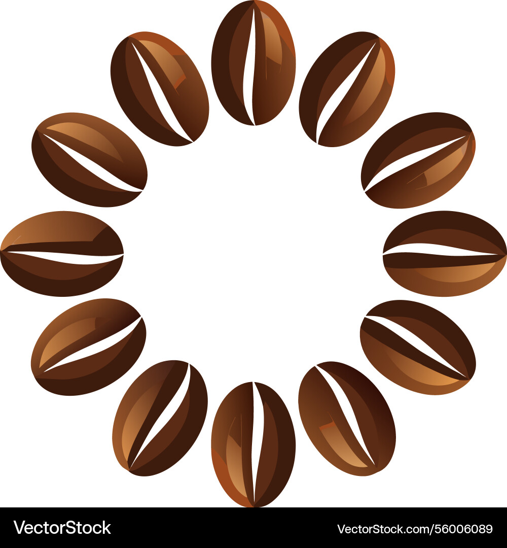 Coffee beans arranged in a circular frame design Vector Image