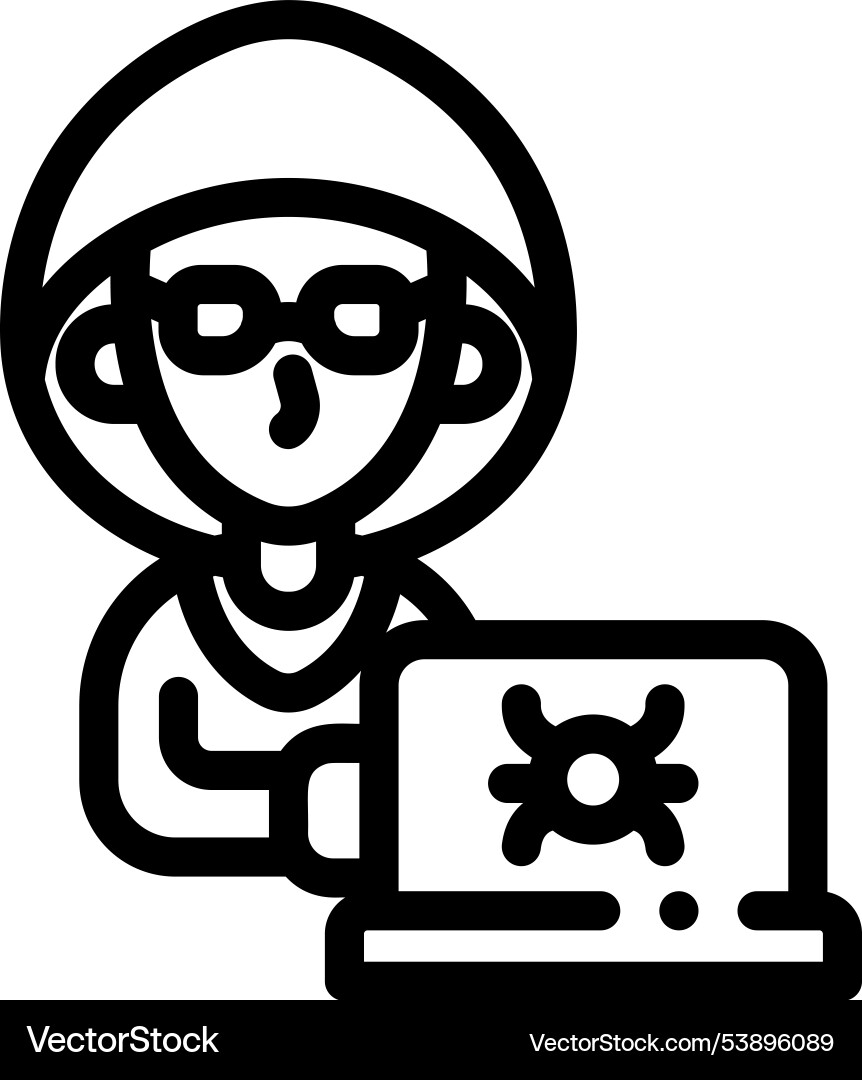 Hacker icon thin linear style design isolated Hacker icon thin linear style design isolated vector image