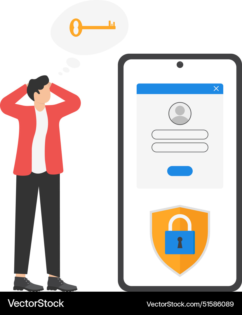 Man forgot password to login concept Man forgot password to login concept Vector Image