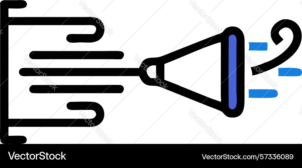 Megaphone icon broadcasting messages with wind vector image