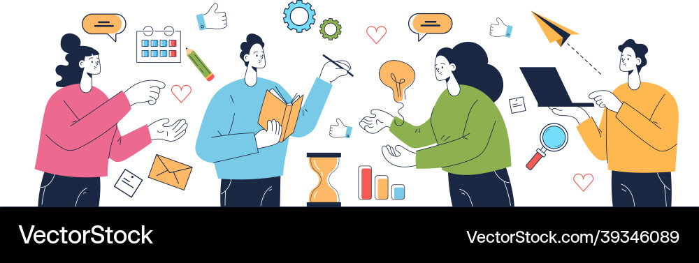 People workers characters working and thinking People workers characters working and thinking vector image