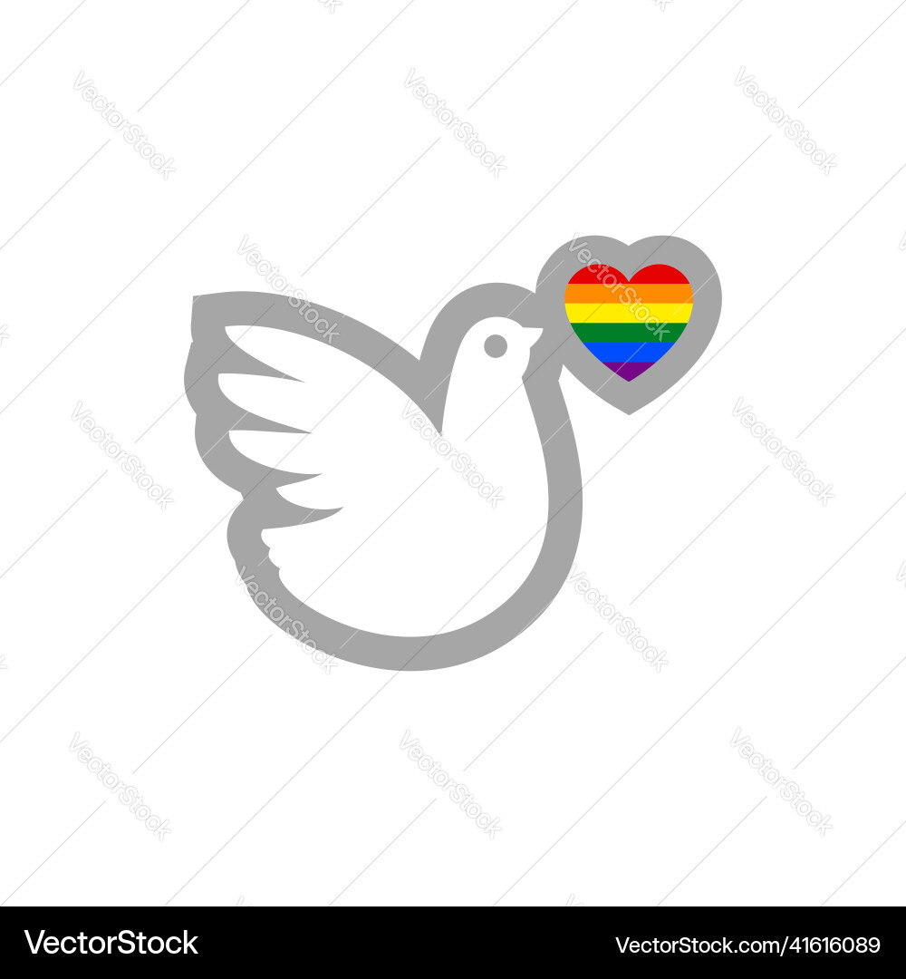 Symbol bird with rainbow flag lgbt pride vector image