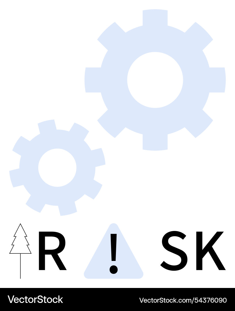 Cogs and tree highlighting risk Cogs and tree highlighting risk vector image
