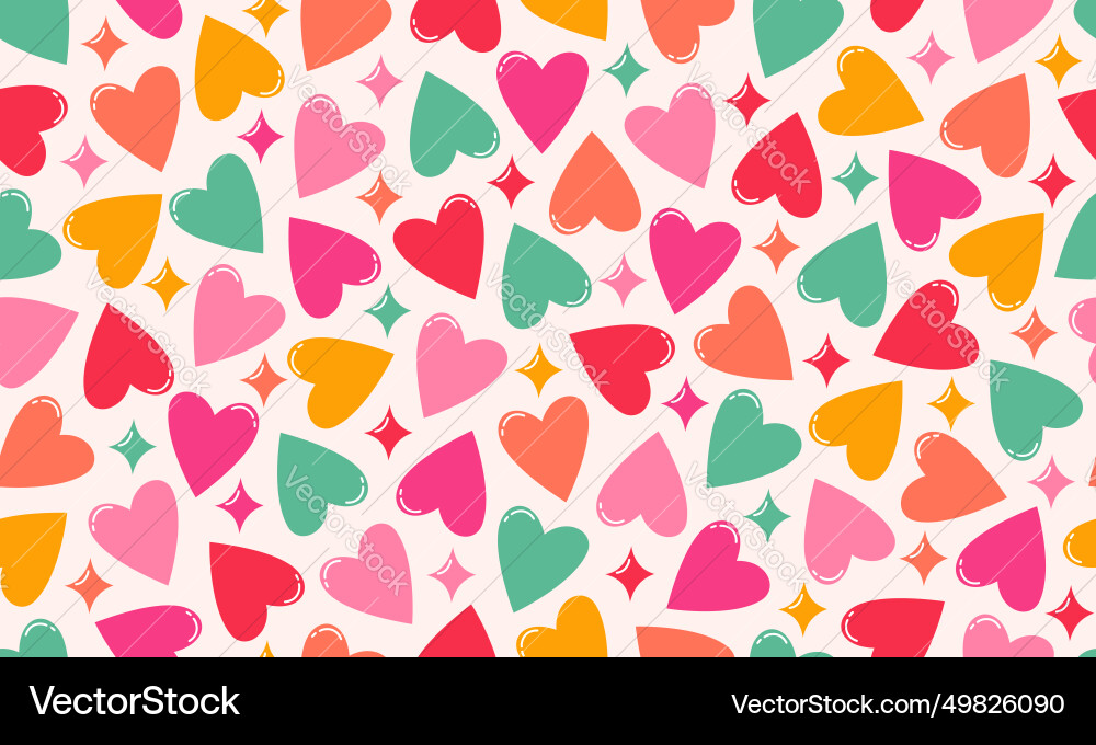 Colorful Heart Seamless Pattern vector image