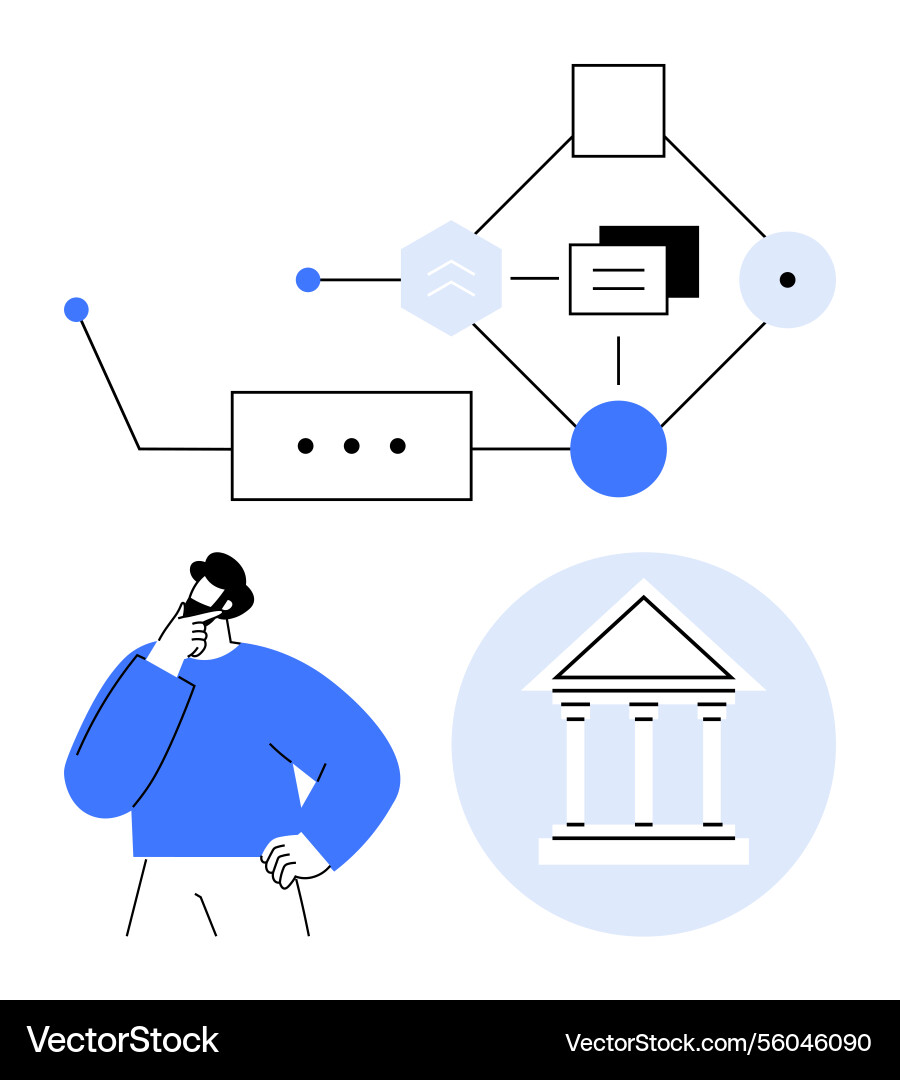 Decision-making process flowchart with man Decision-making process flowchart with man vector image
