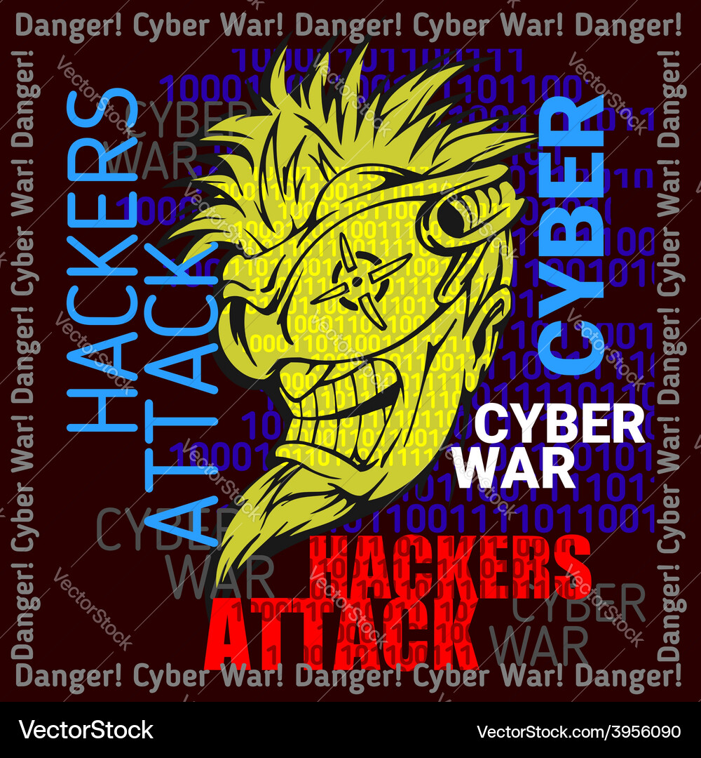 Hackers attack - cyber war sign on digital binary Vector Image