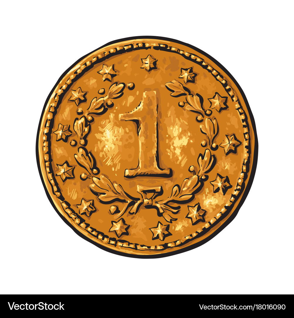 Old gold coin Royalty Free Vector Image - VectorStock