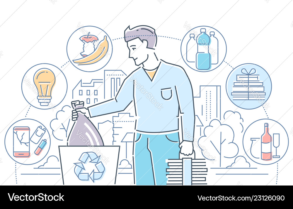 Recycling - modern line design style colorful vector image