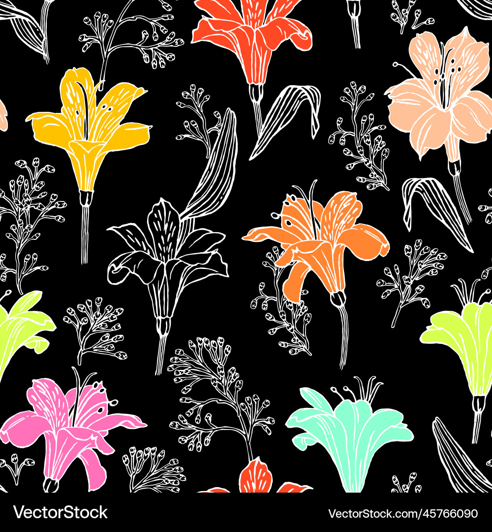 Seamless pattern with alstroemeria of different Seamless pattern with alstroemeria of different vector image