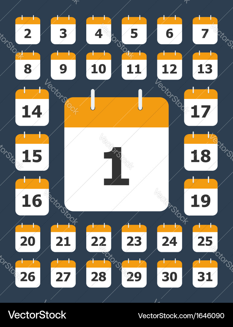 Set of calendar pages for every day vector image
