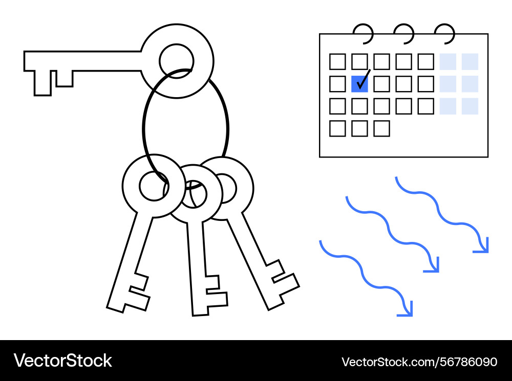Simple key chain calendar highlight and flow Simple key chain calendar highlight and flow vector image