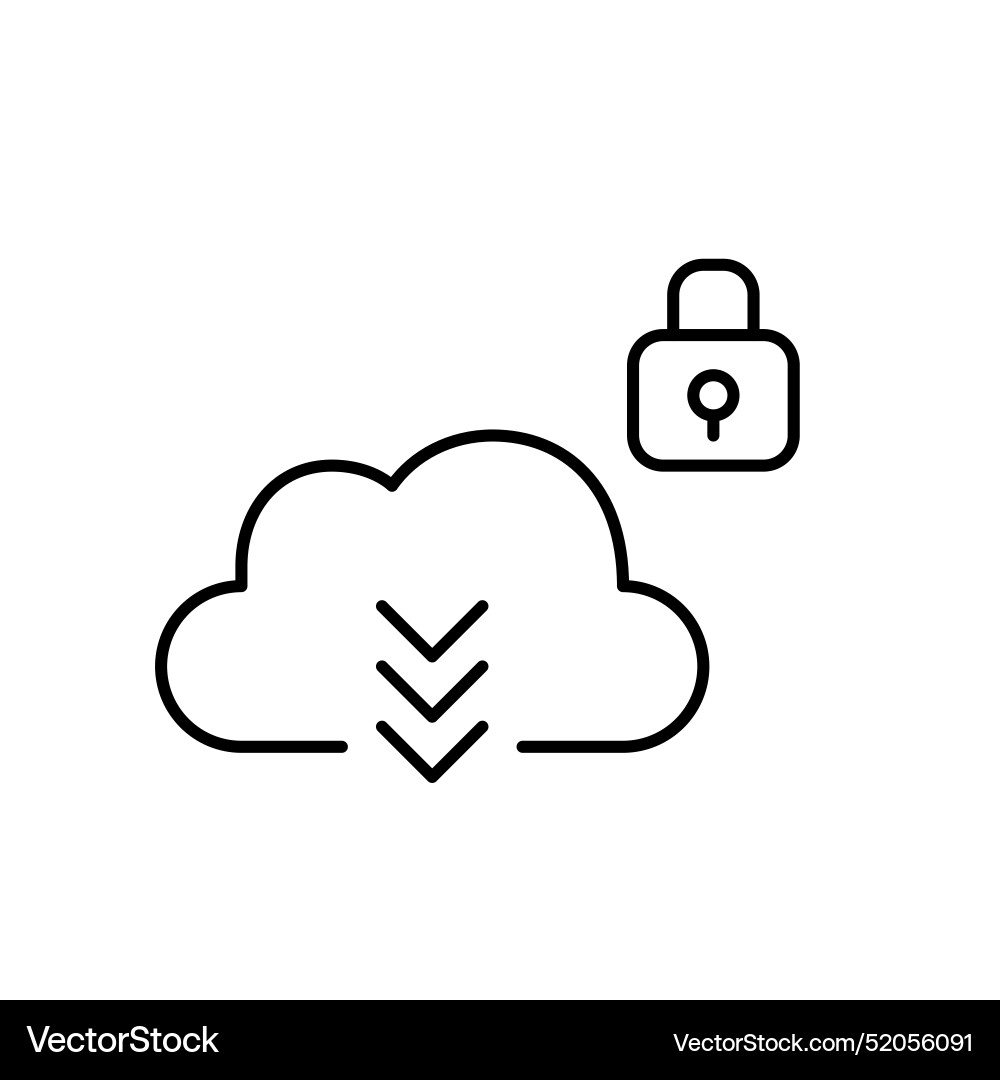 A cloud with arrows pointing down and lock A cloud with arrows pointing down and lock vector image