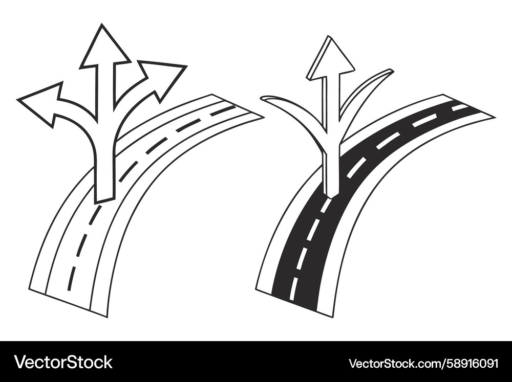 Branching roads with multiple directional arrows Vector Image