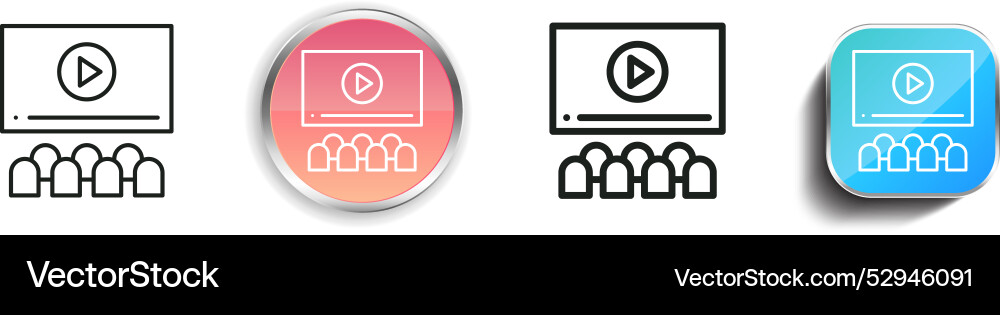 Cinema icon thin linear regular and button style Cinema icon thin linear regular and button style vector image