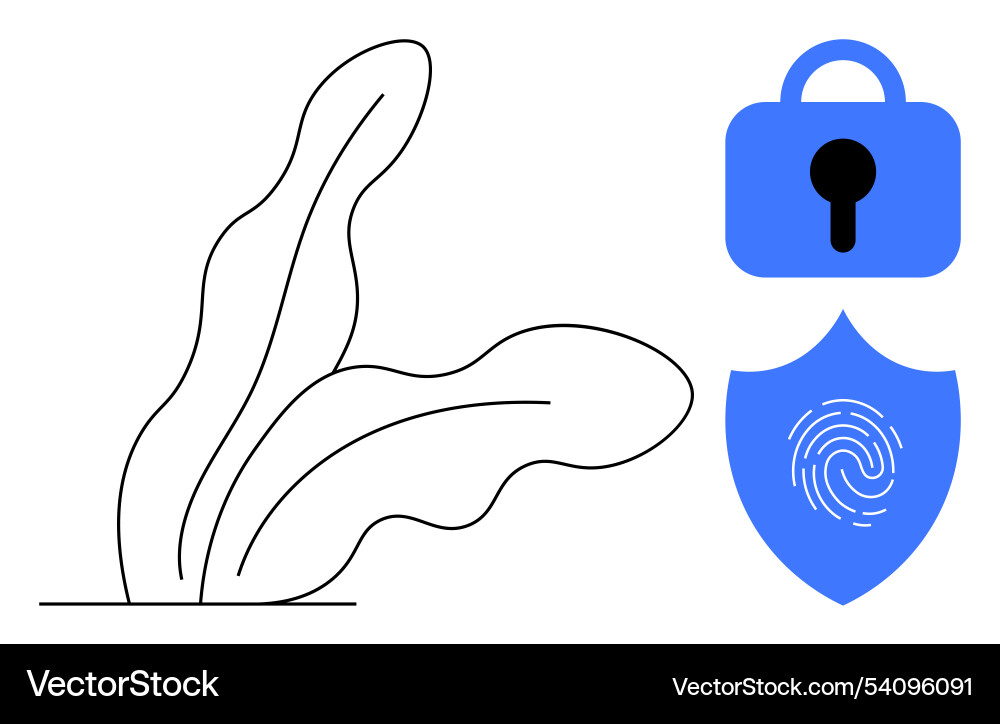 Digital security with natural elements - lock Digital security with natural elements - lock vector image