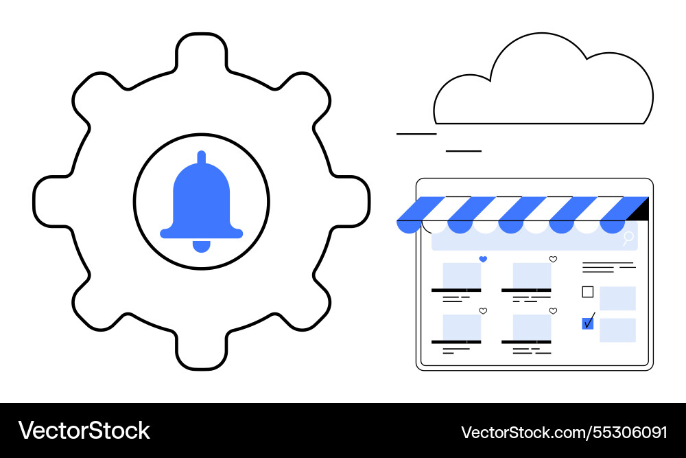 E-commerce storefront with notification settings vector image
