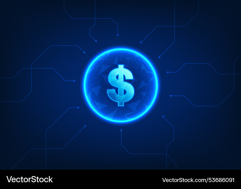 Interconnected coins surrounded by arrow elements Interconnected coins surrounded by arrow elements vector image