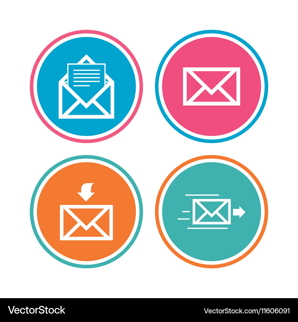 Mail envelope icons message document symbols Vector Image