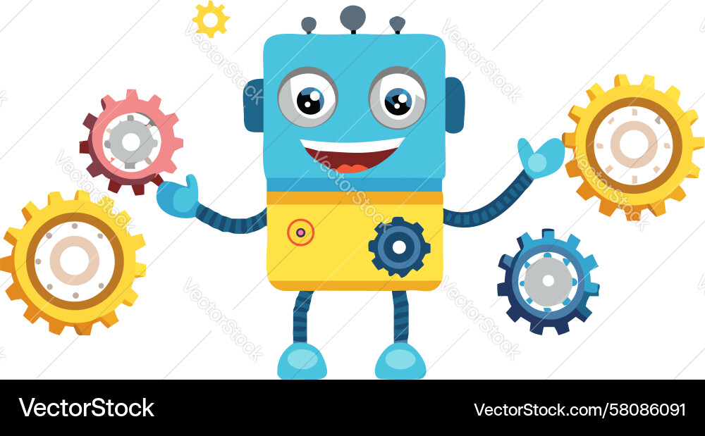 Robot with Gears and Cogs Vector Image