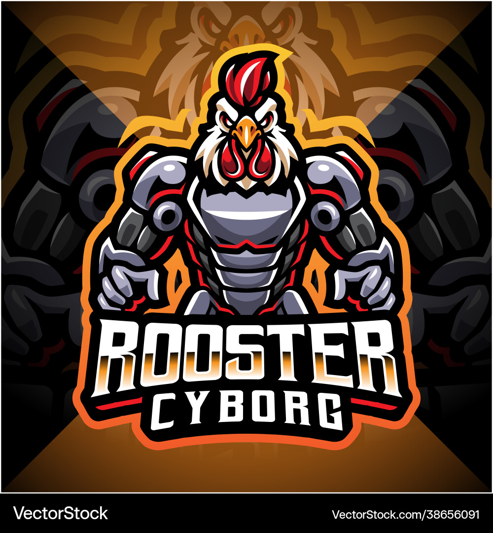 Rooster cyborg mascot logo design vector image