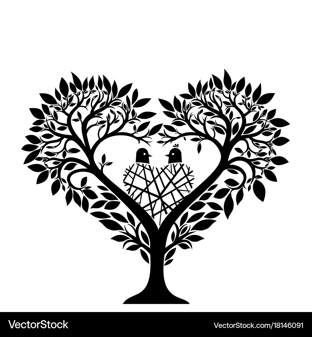Tree in the form of a heart vector image