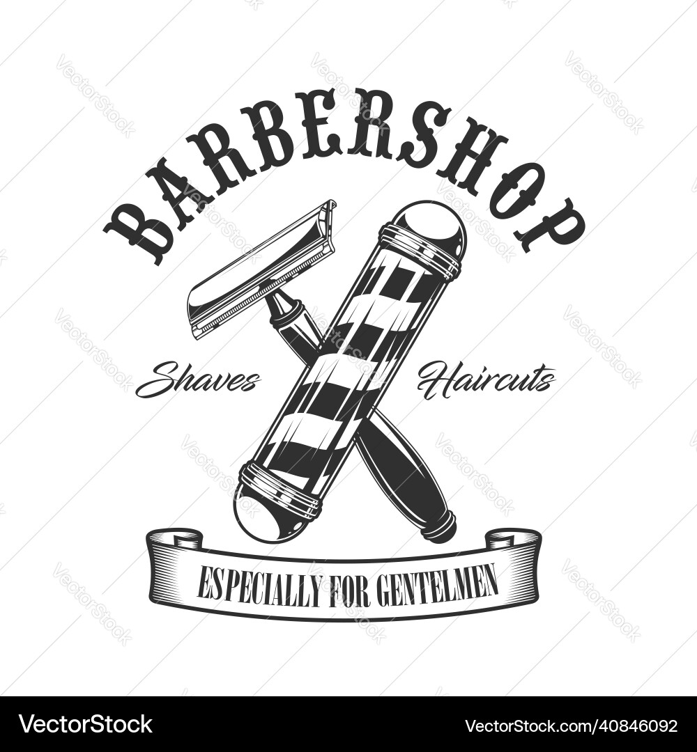 Barbershop pole and razor icon vector image