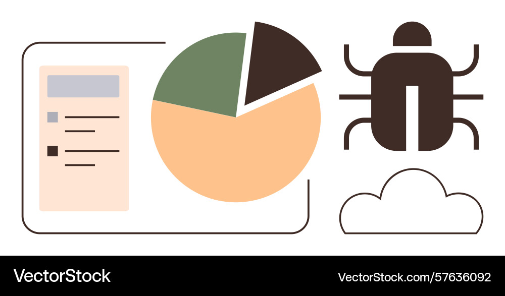 Data visualization and cloud technology with bug Data visualization and cloud technology with bug vector image