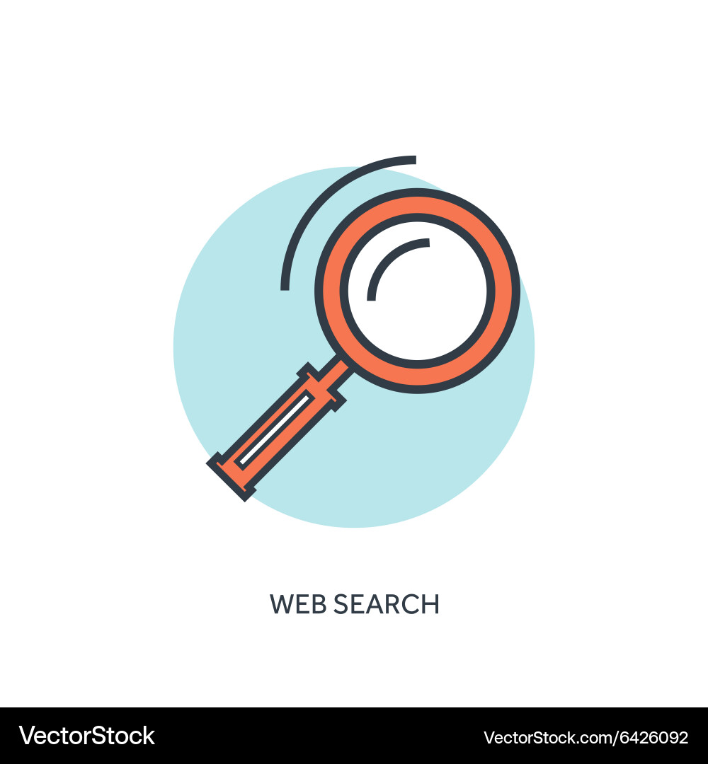 Flat lined loupe icon web search Royalty Free Vector Image