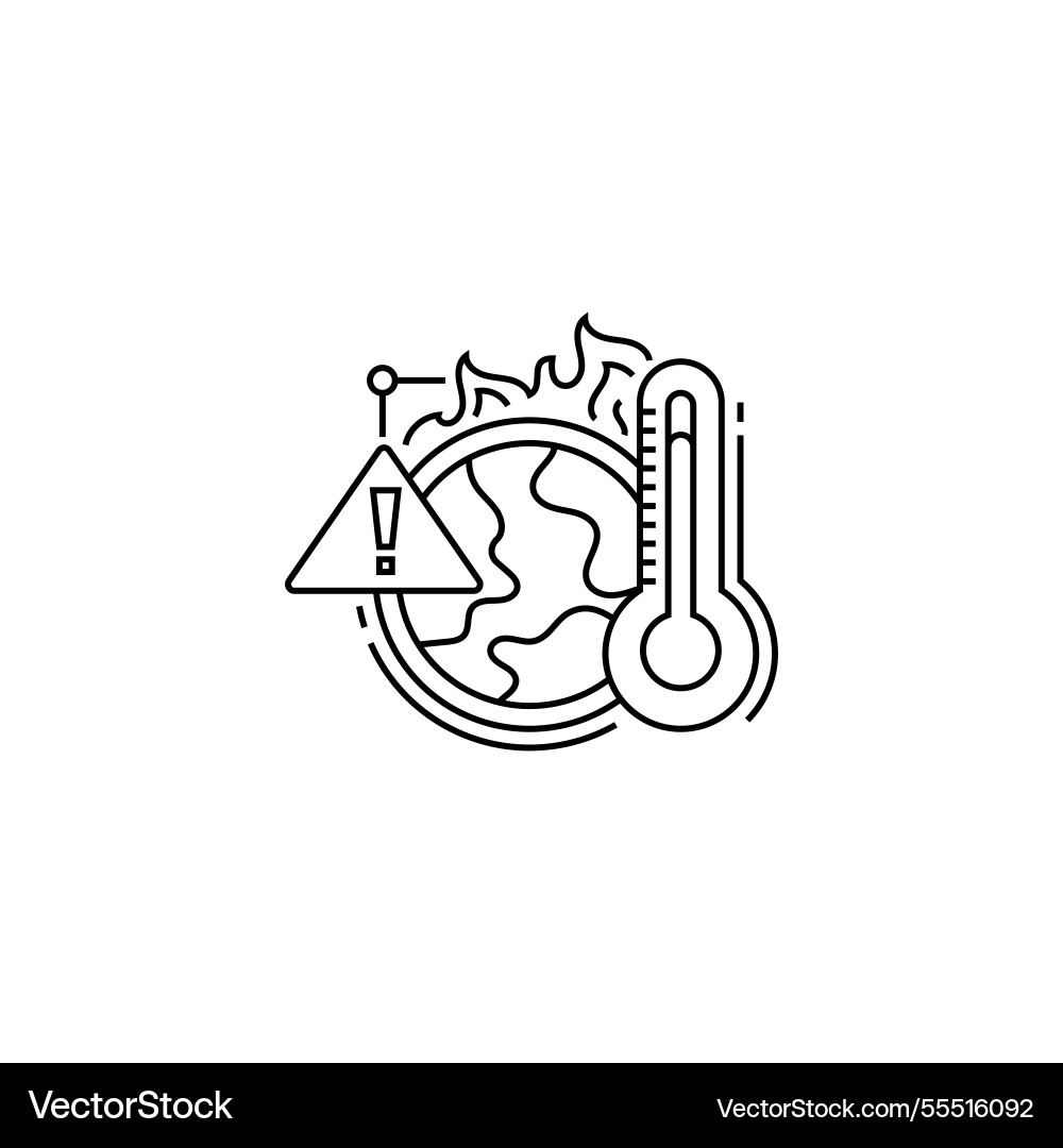 Global warming warning line icon linear style vector image