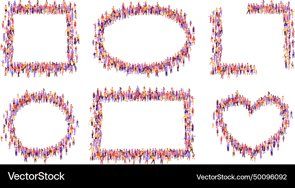 Top view crowd frames community unity frame Top view crowd frames community unity frame vector image